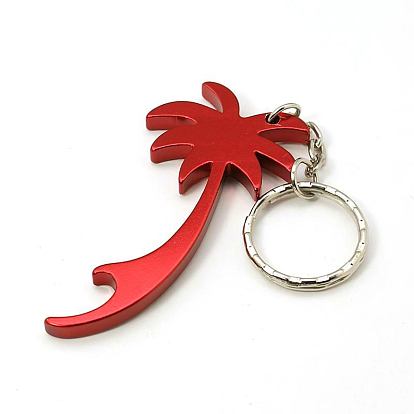 Aluminum Alloy Bottle Openners, with Iron Rings, Coconut Tree, 118mm
