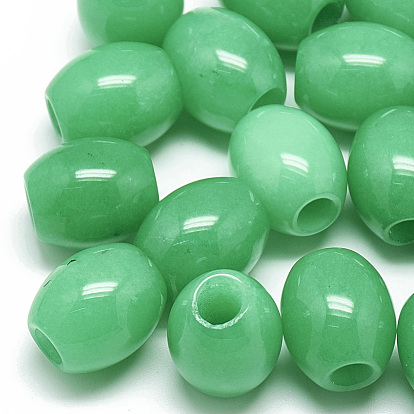 Perles de jade malaisie naturel teints, Perles avec un grand trou   , baril