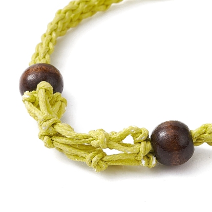 Fabrication de bracelets en macramé en coton ciré tressé réglable, support de pierre vide interchangeable, avec perle en bois