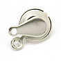 Iron Snap Clasps, Flat Round, with Word, 14x9mm, Hole: 1mm