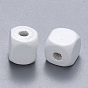 Spray Painted Natural Maple Wood Beads, Cube