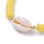 Colliers tressés faits main en pâte polymère avec perles heishi, avec des perles de coquillage cauris naturelles, perles en laiton et fil de nylon