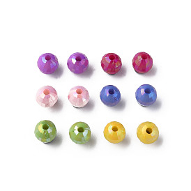 Opaque Acrylic Beads, AB Color Plated, Faceted, Round