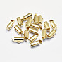Long-Lasting Plated Brass Slide On End Clasps, Real 18K Gold Plated, Nickel Free, Tube