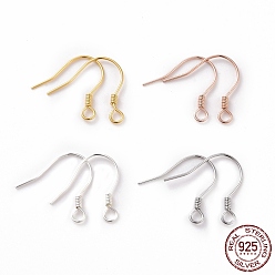 925 Sterling Silver Earring Hooks, with Horizontal Loops