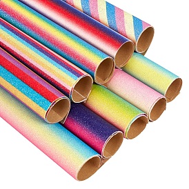 Fingerinspire Stripe Pattern PU Leather Fabric, with Adhesive Back, for Hair Accessories Earrings Handbags Making