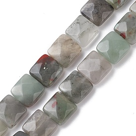 Natural African Bloodstone Beads Strands, Faceted Square