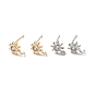 Sun Rack Plating Brass Micro Pave Cubic Zirconia Stud Earring Findings, with 925 Sliver Plating Pins and Horizontal Loop, Long-Lasting Plated, Cadmium Free & Lead Free