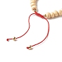 Evil Eye Star Heart Braided Bead Bracelet for Kid, Dyed Natural Wood Beads Adjustable Bracelet