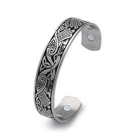 304 Stainless Steel Magnetic Cuff Bangles, Enamel Trinity Knot Open Bangle