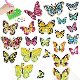 4 Sheets Insect DIY Diamond Painting Sticker Kits, including Resin Rhinestones, Diamond Sticky Pen, Tray Plate and Glue Clay