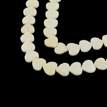 Heart Natural Sea Shell Beads Strands, 10~11x11~13x2~3mm, Hole: 0.5mm, about 35pcs/strand, 14.1 inch