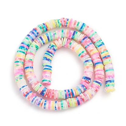 Handmade Polymer Clay Bead Strands, Heishi Beads, for DIY Jewelry Crafts Supplies, Disc/Flat Round