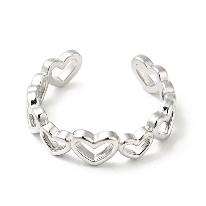304 anneau de manchette ouvert en forme de cœur en acier inoxydable, anneau creux pour femme
