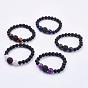 Natural Gemstone Stretch Bracelets, with Natural Lava Rock Beads, Round