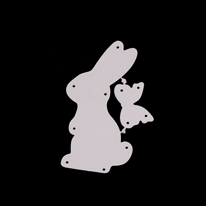 Bunny Frame Carbon Steel Cutting Dies Stencils, Rabbit with Bowknot for DIY Scrapbooking/Photo Album, Decorative Embossing Paper Card