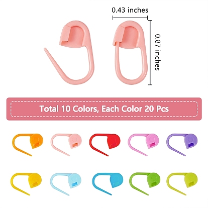 200 pcs 10 colores soporte de marcadores de puntada de bloqueo de ganchillo de tejido de plástico abs ecológico