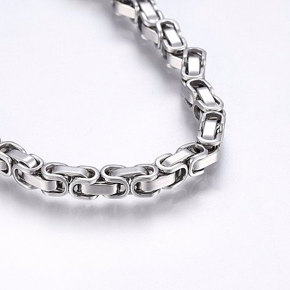 201 Stainless Steel Byzantine Chain Bracelets, with Lobster Claw Clasps