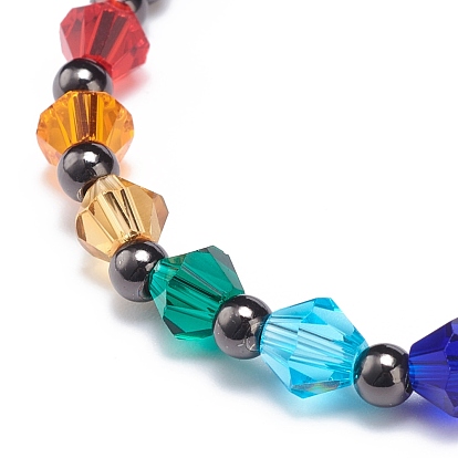4 pcs 4 ensemble de bracelets extensibles à perles rondes en verre et en laiton de couleur pour femmes