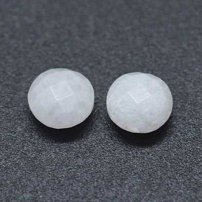 Natural Rainbow Moonstone Cabochons, Faceted, Flat Round