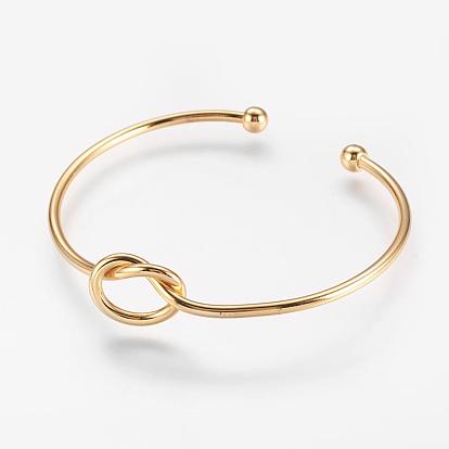 Brass Cuff Bangles, Torque Bangles, with Knot & Ball
