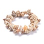 Unisex Natural Spiral Shell Stretch Bracelets, Beaded Bracelets, Conch
