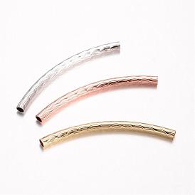 Brass Tube Beads, Curved, Cadmium Free & Nickel Free & Lead Free, 45x3mm, Hole: 2mm