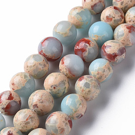 Brins de perles de jaspe impérial synthétiques, ronde