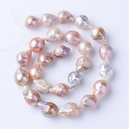 Hebras de perlas keshi de perlas barrocas naturales, perla cultivada de agua dulce, para la fabricación de joyas artesanales de bricolaje, gota