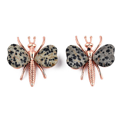 Natural Gemstone Display Decorations, with Alloy Findings, Dragonfly