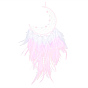 Железная тканая паутина/сетка с подвесками из перьев, с пластиковой бисера, обтянутый кожаным шнуром, луна