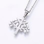 304 Stainless Steel Jewelry Sets, Stud Earrings and Pendant Necklaces, Tree