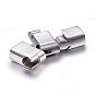 304 Stainless Steel Magnetic Clasps with Glue-in Ends, Smooth Surface, Curved Rectangle