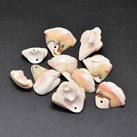 Natural Shell Nuggets Beads, 10~23x8~23mm, Hole: 1mm, about 130pcs/500g