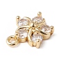 Eco-Friendly Rack Plating Brass Micro Pave Cubic Zirconia Charms, Long-Lasting Plated, Lead Free & Cadmium Free, Flower