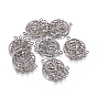 Alloy Chandelier Components Links, with Rhinestone, Flat Round with Heart