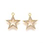 Brass Micro Pave Cubic Zirconia Pendants, Long-Lasting Plated, Star, Clear