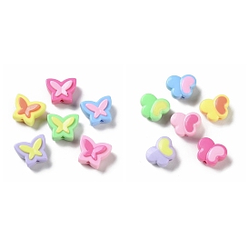 Perles acryliques opaques bicolores, papillon