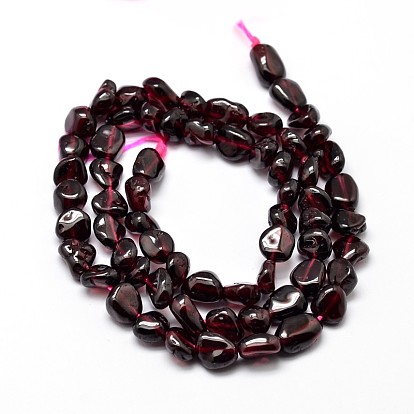 Natural Garnet Nuggets Beads Strands, Tumbled Stone, 5~10x6~7x3~7mm, hole: 1mm, about 14.9 inch ~15.7 inch