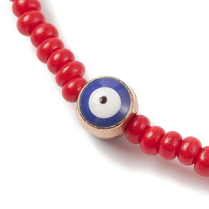 Bracelet extensible en perles de verre et alliage d'émail mauvais œil