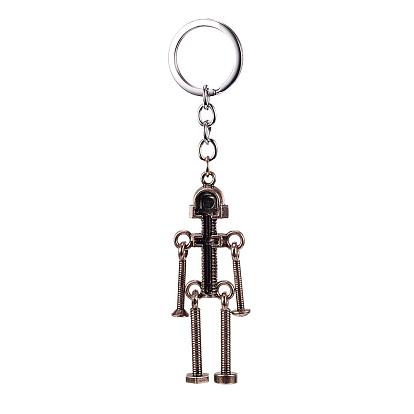 Alloy Keychain, with Iron Key Ring, Robot