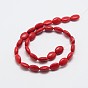 Dyed Synthetical Turquoise Oval Bead Strand, 5x6x3mm, Hole: 1mm, about 79pcs/strand, about 15 inch