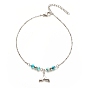 304 Bracelet de cheville à breloque queue de baleine en acier inoxydable avec perles rondes en jade blanc naturel pour femme