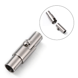Smooth 304 Stainless Steel Locking Tube Magnetic Clasps, Column Magnetic Closure