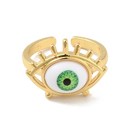 Акриловое кольцо-манжета с конским глазом, настоящие позолоченные украшения из латуни для женщин, без кадмия и без свинца
