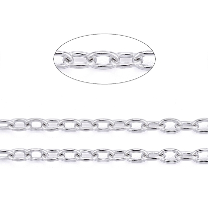 201 chaînes de câbles en acier inoxydable, pour le bricolage fabrication de bijoux, non soudée, avec bobine, ovale