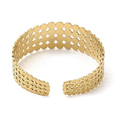 304 bracelets manchette en acier inoxydable, bracelets ouverts ronds et plats martelés pour femmes