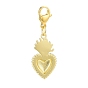 Sacred Heart Brass Pendants Decoations, 304 Stainless Steel Lobster Claw Clasps Charm for Keychain