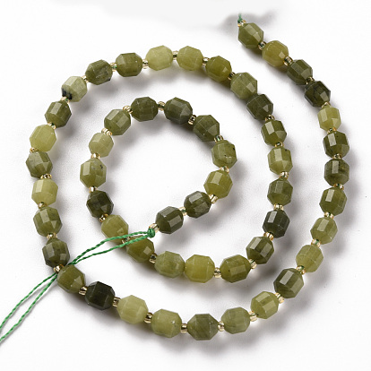 Natural Canada Jade Beads Strands, Barrel, Faceted