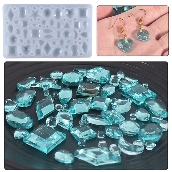 Moules en silicone pour cabochons, moules de résine, pour la résine UV, fabrication de bijoux en résine époxy, forme mixte